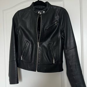 Ralph Lauren Black Leather Jacket XS/S